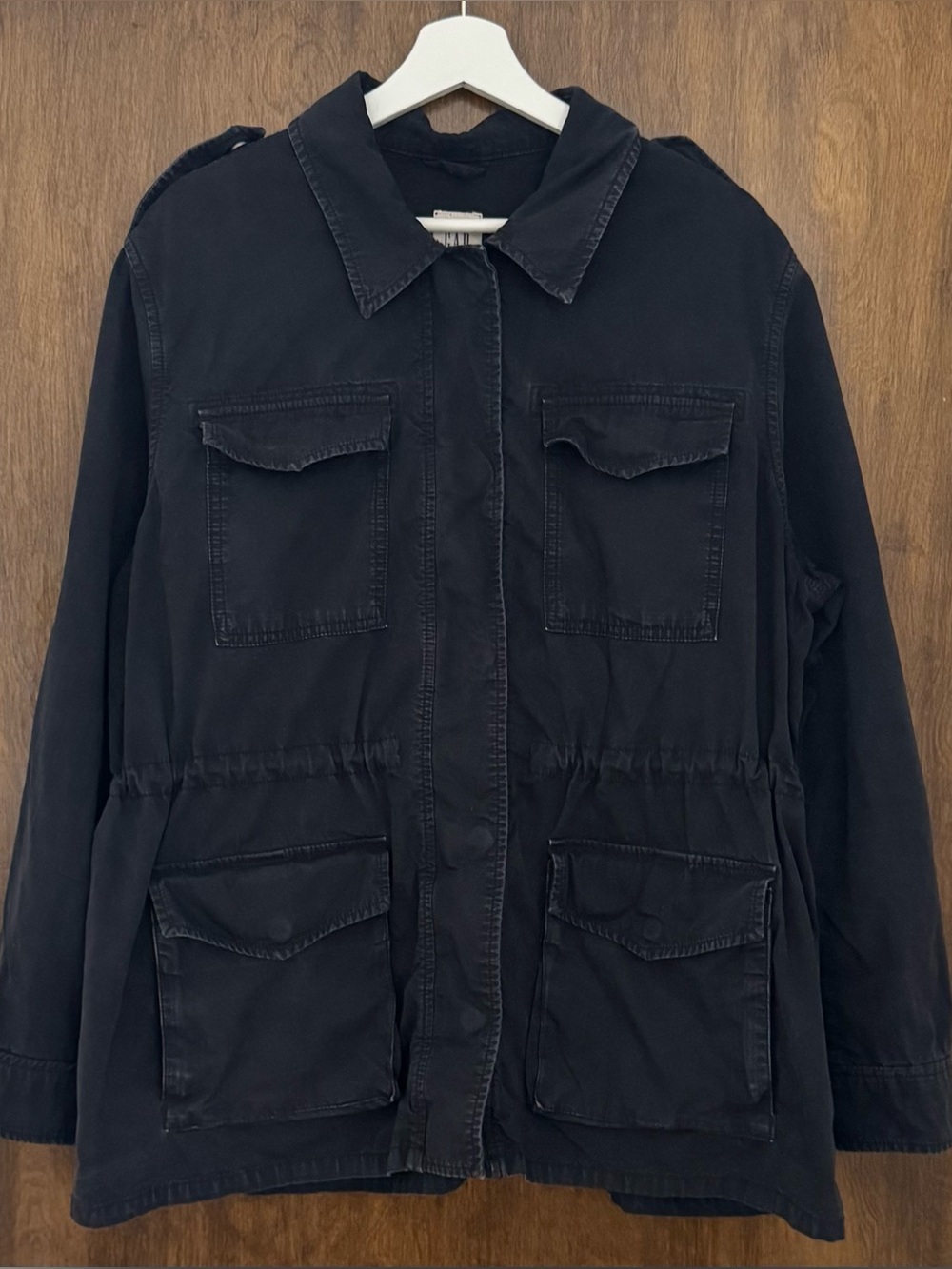 GAP Black 100% cotton collared snap buttons closure utility Jacket, size XL